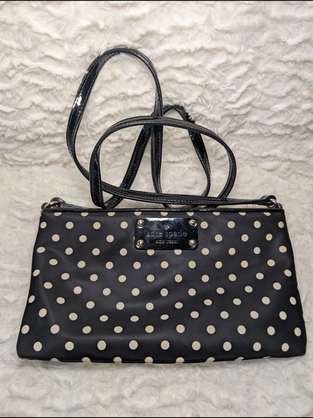kate spade Black and Cream Polka Dot Crossbody Bag